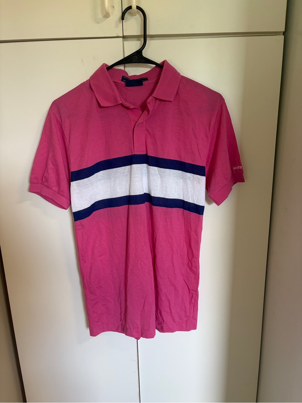 Levi's Hot Pink Polo with White & Navy Stripe